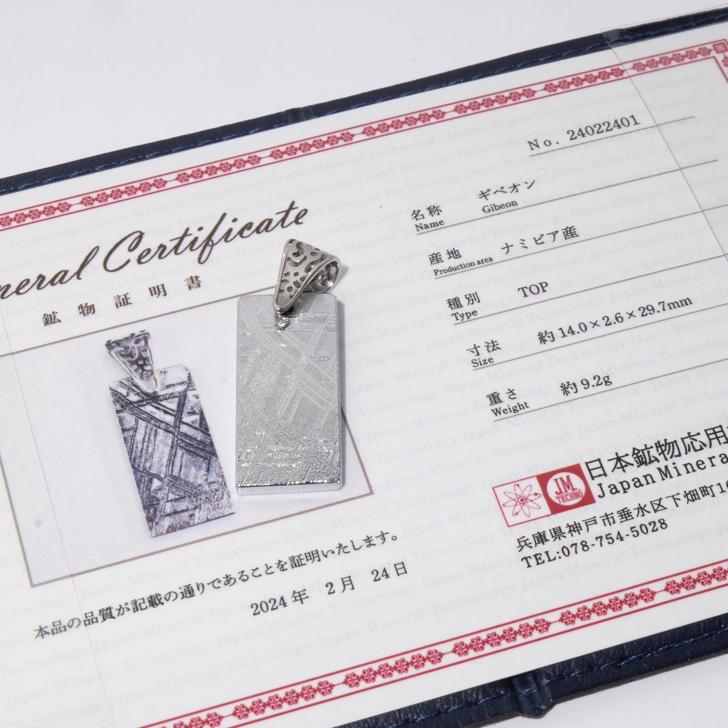 9.2g+/- 納米比亞天鐵吊墜(Gibeon) 配日本證書 - 日本廠房加工(日本製)
