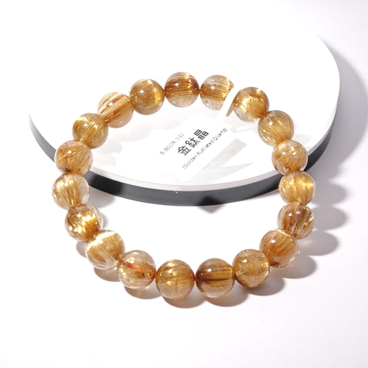 10.5mm+/- 金鈦晶(Golden Rutilated Quartz) - B-BGDR-332