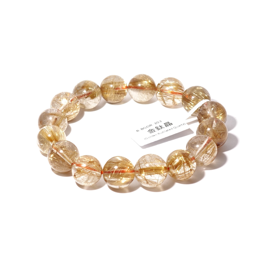 13.5mm+/- 金鈦晶(Golden Rutilated Quartz) - B-BGDR-303