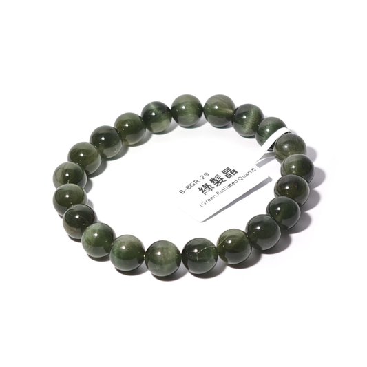 9mm+/- 綠髮晶(Green Rutilated Quartz) - B-BGR-29