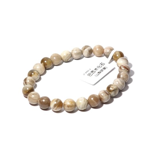8mm+/- 巴西木化石(山梨研磨)(Petrified Wood) - JP-BPW-4