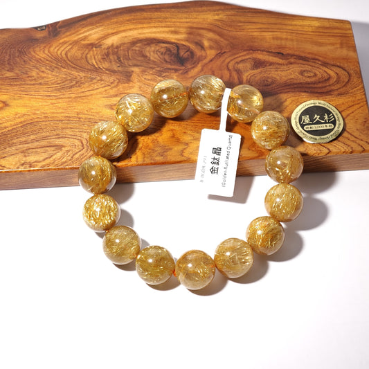 14mm+/- 金鈦晶(Golden Rutilated Quartz) - B-BGDR-293