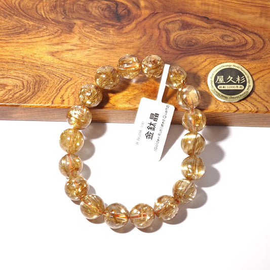 10.5mm+/- 金鈦晶(Golden Rutilated Quartz) - B-BGDR-300