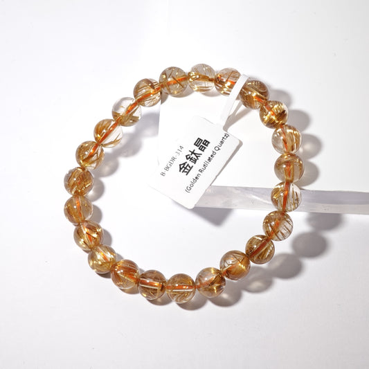 8mm+/- 金鈦晶(Golden Rutilated Quartz) - B-BGDR-314