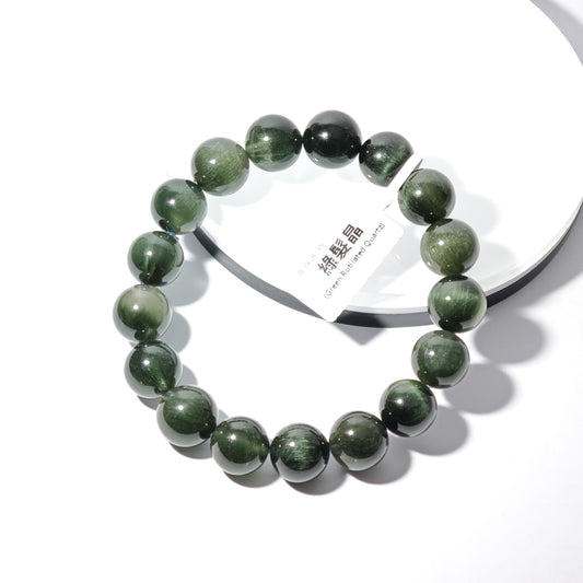 12mm+/- 綠髮晶(Green Rutilated Quartz) - B-BGR-35
