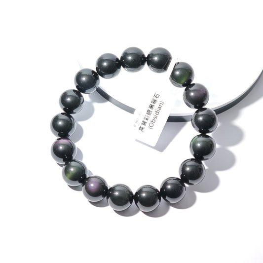 12mm+/- 高質彩眼黑曜石(Obsidian) - B-BO-26