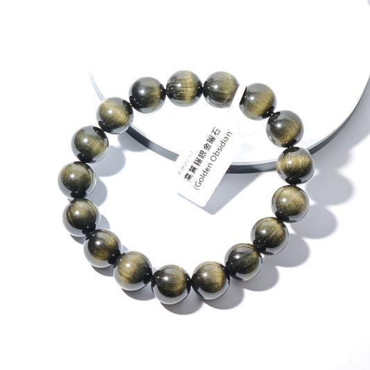 12mm+/- 高質貓眼金曜石(Golden Obsidian) - B-BGO-67